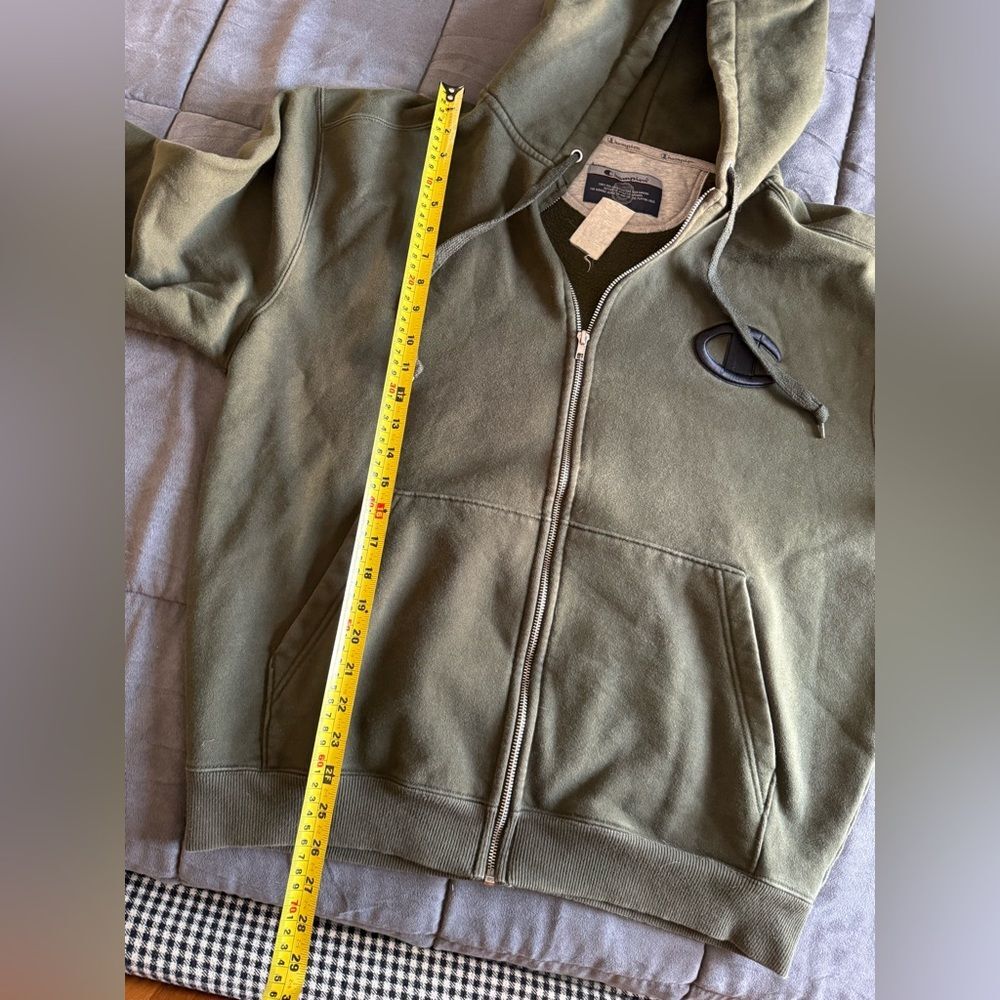 Champion Dark Green Hoodie Y2K Size Large Premium - Picture 6 of 7